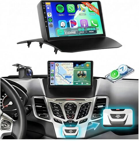 4G+64G for Ford Fiesta 2009-2016 Car Radio Stereo Upgrade with DSP Wireless Carplay Android Auto, Sellrich 9" 1280P IPS Touch Screen Radio Bluetooth 5.0 GPS WiFi FM/RDS SWC Backup Camera in Saudi Arabia