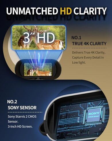 مناظير للرؤية الليلية بدقة 4K UHD مع التحكم الذكي في التطبيقات، نظارات رؤية ليلية مع نطاق عرض 3940 قدمًا، صورة ملونة كاملة بدقة 52 ميجابكسل، بطاقة 64 جيجابايت للتخييم/الأمن، أسود in Kuwait