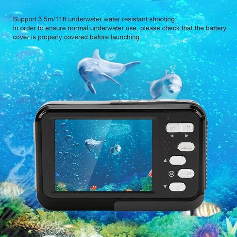 Underwater Camera 4K 48MP HD Dual Screen Waterproof 11ft Selfie Digital Camera - Long Battery Life, Autofocus for Snorkeling and Outdoor Adventures (Black) in Saudi Arabia
