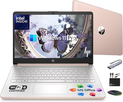 HP 14" Laptop Thin and Light for 2026 Student Business with Office Suite, Copilot AI, Intel CPU Up to 2.8GHz, 8GB RAM, 628GB Storage (128GB SSD+500GB Ext), WiFi 6, Win 11 Pro, MarxsolAccessory, White in Kuwait