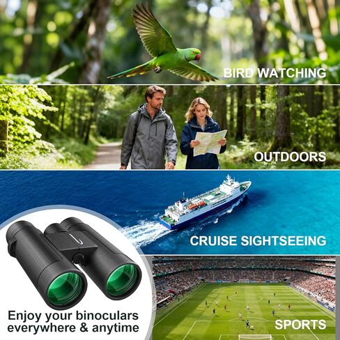 15x42 Binoculars for Adults High Powered for Bird Watching Cruise Ship | FMC BAK4 Optics for Wide HD View, Portable Lightweight Binoculars for Hunting Traveling, Easy Focus with Phone Adapter in Saudi Arabia