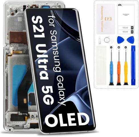 OLED for Samsung Galaxy S21 Ultra 5G Screen Replacement with Frame,Black in Kuwait