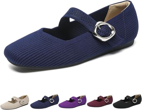 Women's Barefoot Knit Flats, Wide Toe Box Comfort Shoes with Arch Support, Adjustable Casual Dress Shoes in Saudi Arabia