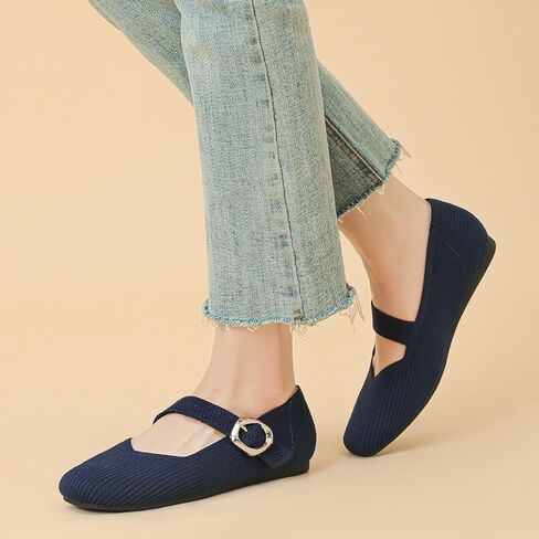 Women's Barefoot Knit Flats, Wide Toe Box Comfort Shoes with Arch Support, Adjustable Casual Dress Shoes in Saudi Arabia