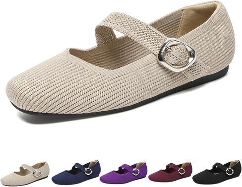 Women's Barefoot Knit Flats, Wide Toe Box Comfort Shoes with Arch Support, Adjustable Casual Dress Shoes in Saudi Arabia