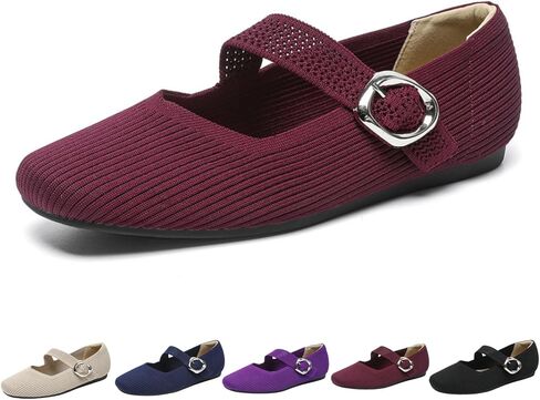 Women's Barefoot Knit Flats, Wide Toe Box Comfort Shoes with Arch Support, Adjustable Casual Dress Shoes in Saudi Arabia