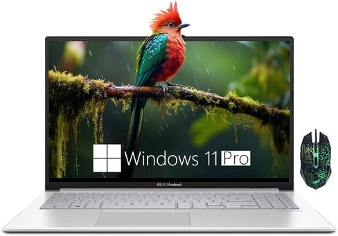 كمبيوتر محمول ASUS Vivobook 15 GO، كمبيوتر محمول FHD مقاس 15.6 بوصة، AMD Ryzen 5 7520U، ذاكرة وصول عشوائي DDR5 سعة 16 جيجابايت، محرك أقراص SSD سعة 512 جيجابايت، شحن سريع، وضع مسطح بزاوية 180 درجة، نظام التشغيل Windows 11 Pro فضي رائع in Saudi Arabia
