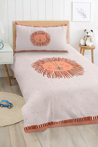 SODEF Bedding Set Orange Lion and Dot Design Baby and Kids Twin Size Quilt Cover Set, Cotton Polyester Blend, 2 Piece - Multicolor, One Size in Kuwait