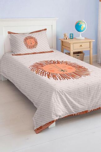 SODEF Bedding Set Orange Lion and Dot Design Baby and Kids Twin Size Quilt Cover Set, Cotton Polyester Blend, 2 Piece - Multicolor, One Size in Kuwait
