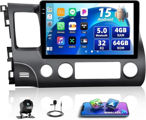 2+64G Android 13 Car Stereo for Honda Civic 2006-2011 ، 10.1 "Screen Screen GPS Favigation ، Wireless Apple Carplay Android Auto with Hi-Fi Audio Bluetooth ، FM ، WiFi ، USB+AHD Camera Camera MIC in Saudi Arabia