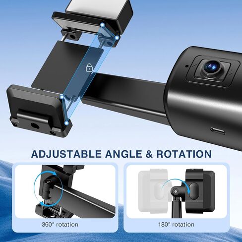 360° Auto Face Tracking Tripod for Phones, Gesture Control & Remote, Smart Camera Stand for Video Calls, Live Streaming, Tiktok, No App Required, Rechargeable, Universal Compatibility (Deep Black) in Kuwait