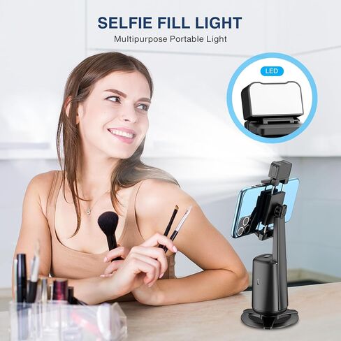 360° Auto Face Tracking Tripod for Phones, Gesture Control & Remote, Smart Camera Stand for Video Calls, Live Streaming, Tiktok, No App Required, Rechargeable, Universal Compatibility (Deep Black) in Kuwait