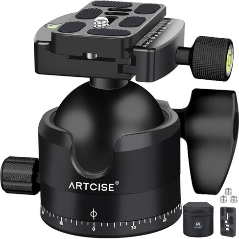 ARTCISE 56mm Low Profile Tripod Ball Head Black Arca Swiss CNC Aluminum Heavy Duty Camera Mount Lightweight 360° Panoramic Ballhead for DSLR Mirrorless Video Camera Monopods Max Loading 88lbs/40kg in Kuwait