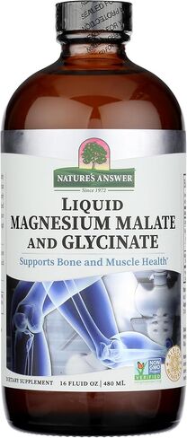 Nature's Answer Liquid Magnesium Malate and Glycinate | Supports Healthy Bone & Muscle Function | Promotes Healthy Cardiovascular Function | Gluten-Free & Vegan 16oz in Saudi Arabia