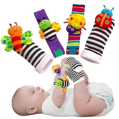 Baby Cartoon Animal Wrist Bell Rattle Socks New Toddler Wrist Strap Socks Set(Insects01) in Kuwait
