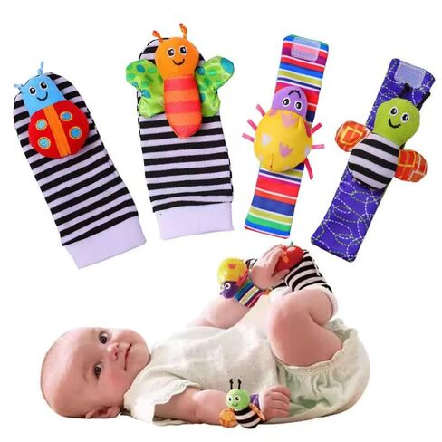 Baby Cartoon Animal Wrist Bell Rattle Socks New Toddler Wrist Strap Socks Set(Insects01) in Kuwait