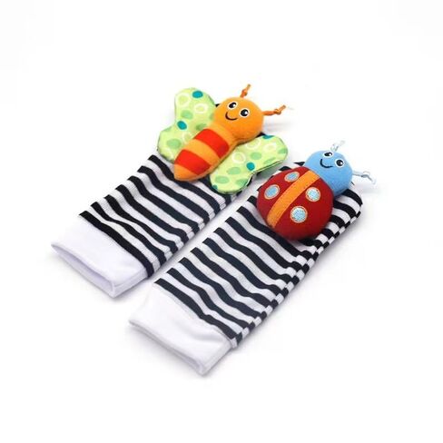 Baby Cartoon Animal Wrist Bell Rattle Socks New Toddler Wrist Strap Socks Set(Insects01) in Kuwait