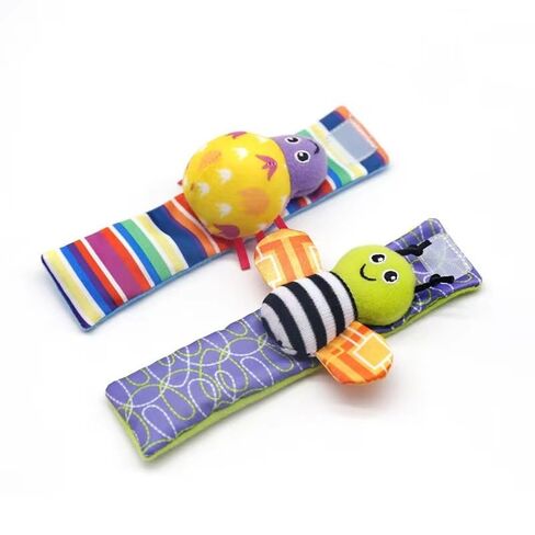 Baby Cartoon Animal Wrist Bell Rattle Socks New Toddler Wrist Strap Socks Set(Insects01) in Kuwait