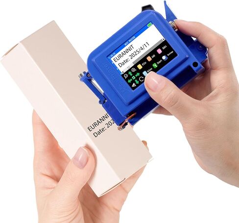 E11-1 Mini Handheld Inkjet Printer with External Conveyor Wheel & Nozzle Cap - 1" Print Height for Bottles, Curved & Flat Surfaces, Portable for Text, Date, QR Code, Includes ER521 Ink in Saudi Arabia