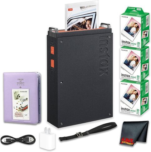 Fujifilm instax mini Link+ Smartphone Printer, Bluetooth Instant Photo Printer for Phones, 2 x 3 Inch Prints, Bundle with + Photo Album + Instax Mini Instant Film Twin Pack (White) 60 Photos + More in Kuwait