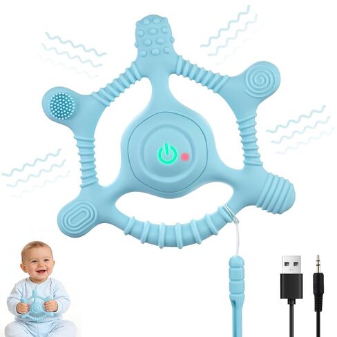 Sensory Chew Necklaces Vibrating teether for Kids - Chewelry Chew Toys for Autism, ADHD & Sensory Needs, BPA-Free Teething Relief & Anxiety Fidget (Blue) in Kuwait