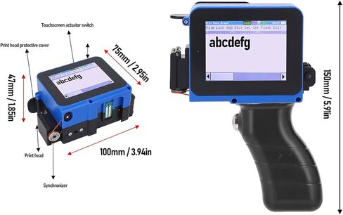 WALFRONT طابعة نافثة للحبر محمولة تعمل باللمس ومبرمجة محمولة عالية الوضوح LED 4.3 بوصة شاشة طباعة سريعة الجفاف للخشب والأكريليك والنسيج والجلود البلاستيكية 25 لغة in Kuwait