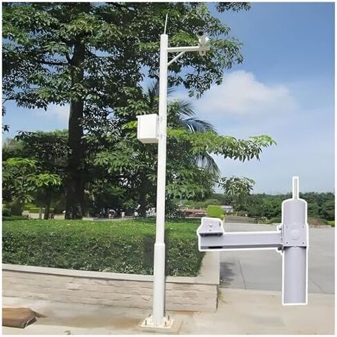 Adjustable Outdoor Surveillance Camera Stand, Metal Holder for 2-6M Cameras, Durable Security Column Kit for Home, Farm, Warehouse, Mall - 16.4 ft Height, Sleek White Design in Saudi Arabia