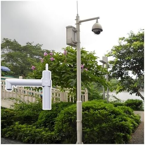 Adjustable Outdoor Surveillance Camera Stand, Metal Holder for 2-6M Cameras, Durable Security Column Kit for Home, Farm, Warehouse, Mall - 16.4 ft Height, Sleek White Design in Saudi Arabia