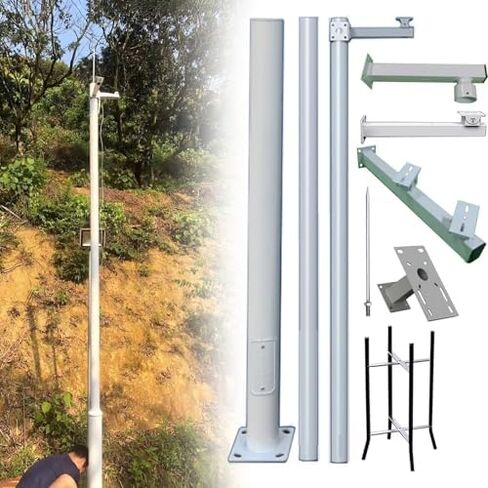 Adjustable Security Camera Pole with Heavy-Duty Mounting Arms - Durable Surveillance Post for Dome & PTZ Cameras, Ideal for Commercial & Residential Security Needs in Kuwait