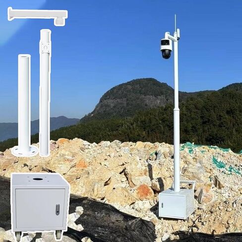 Extendable Portable Outdoor Camera Pole for & Traffic Surveillance, Rolling Security Monitoring Stand with Wheels & Storage Box, Adjustable Height for Easy Setup in Kuwait