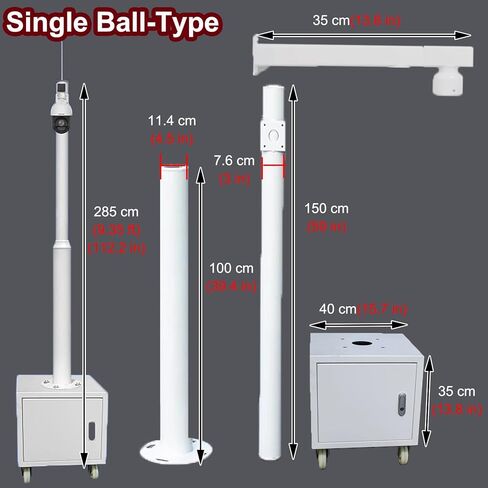 Extendable Portable Outdoor Camera Pole for & Traffic Surveillance, Rolling Security Monitoring Stand with Wheels & Storage Box, Adjustable Height for Easy Setup in Kuwait