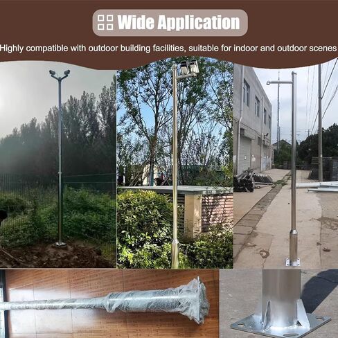 Outdoor Universal Security Pole for 4 Cameras, 2.0 2.5 3.0 m Surveillance Pole with Floor Stand Holder & Screws, Stainless Steel Camera Pole(3.0 m (9.8 ft)) in Kuwait