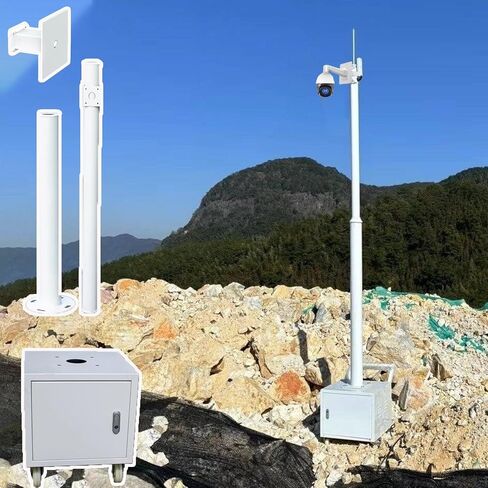 Extendable Portable Outdoor Camera Pole for & Traffic, Rolling Surveillance Stand with Wheels & Storage Box, Universal Security Monitoring Solution in Kuwait