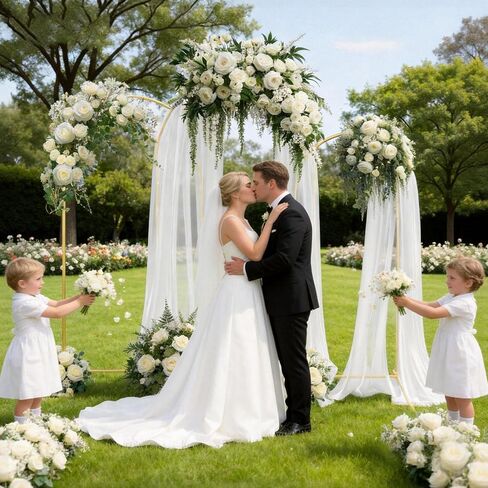 Gold Metal Arch Backdrop Stand Set for Weddings, 3 Sizes (4FT, 3.3FT, 2.6FT), Flower Display Frame for Events and Parties in Kuwait