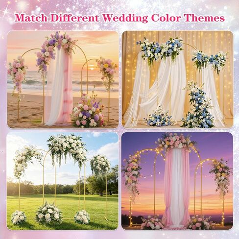 Gold Metal Arch Backdrop Stand Set for Weddings, 3 Sizes (4FT, 3.3FT, 2.6FT), Flower Display Frame for Events and Parties in Kuwait