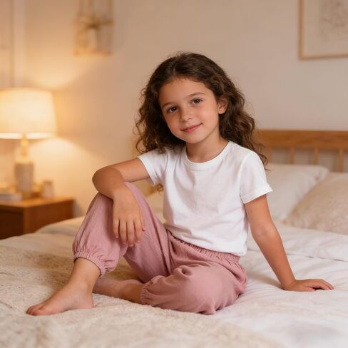 Toddler Boys Girls Linen Pants 2 Pack Kids Wide Leg Harem Pants Cotton Elastics Waist Summer Fall Long Trousers in Saudi Arabia