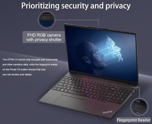 كمبيوتر محمول Lenovo ThinkPad E16 Business، شاشة WUXGA مقاس 16 بوصة، AMD Ryzen 5 7530U (Beat i7-1165G7)، ذاكرة الوصول العشوائي 16 جيجابايت، 512 جيجابايت PCIe SSD، كاميرا ويب، HDMI، RJ-45، قارئ بصمات الأصابع، Wi-Fi 6، Windows 11 Pro، أسود (متجدد) in Kuwait