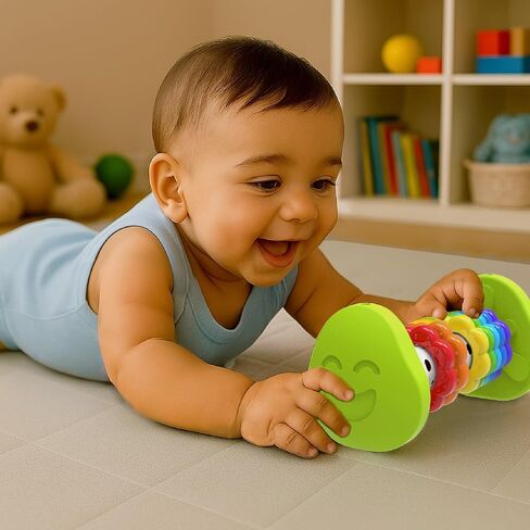 Imagimake Tummy Time Roller | Leaps & Bounds Baby Toys for 3+ Months | Early Learning Toy for Toddlers & Infants | 2-in-1 Play & Grow - Squeaky Sounds | Non-Toxic | Newborn Baby Gift for 3+ Months in Saudi Arabia