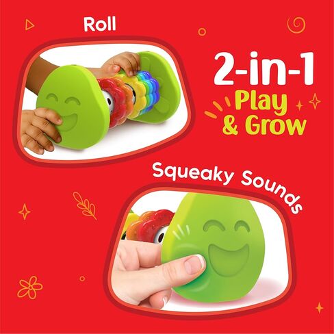 Imagimake Tummy Time Roller | Leaps & Bounds Baby Toys for 3+ Months | Early Learning Toy for Toddlers & Infants | 2-in-1 Play & Grow - Squeaky Sounds | Non-Toxic | Newborn Baby Gift for 3+ Months in Saudi Arabia