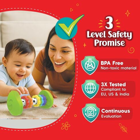 Imagimake Tummy Time Roller | Leaps & Bounds Baby Toys for 3+ Months | Early Learning Toy for Toddlers & Infants | 2-in-1 Play & Grow - Squeaky Sounds | Non-Toxic | Newborn Baby Gift for 3+ Months in Saudi Arabia
