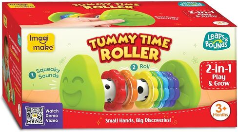 Imagimake Tummy Time Roller | Leaps & Bounds Baby Toys for 3+ Months | Early Learning Toy for Toddlers & Infants | 2-in-1 Play & Grow - Squeaky Sounds | Non-Toxic | Newborn Baby Gift for 3+ Months in Saudi Arabia