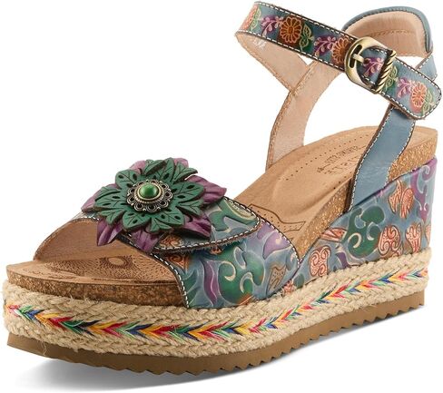L'Artiste Boca Women’s Hand-painted Wedge Sandal with Comfort Footbed in Saudi Arabia