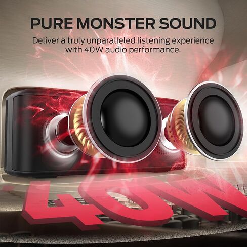 مكبر صوت بلوتوث محمول Monster Shock Plus، مكبر صوت بلوتوث 6.0، مكبر صوت مزدوج 30 وات، صوت جهير عميق، وقت تشغيل 15 ساعة، دعم بطاقة AUX/TF، مقاومة للماء IPX6، اقتران TWS للاستخدام في الهواء الطلق/المنزل/الحفلة/السفر، أفكار الهدايا in Kuwait