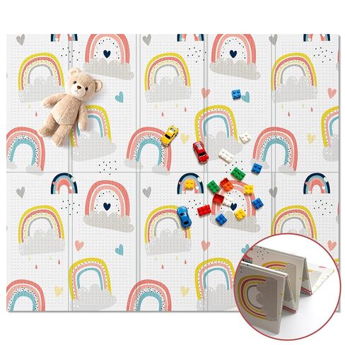 NOONKTY 79x71 Extra Large Baby Play Mat for Floor, Foldable Foam Playmat for Babies 0-12 Months & Kids, Non-Toxic Waterproof Baby Mat for Floor, Thick Playpen Mat for Tummy Time Crawling, Elephant+Mon in Kuwait