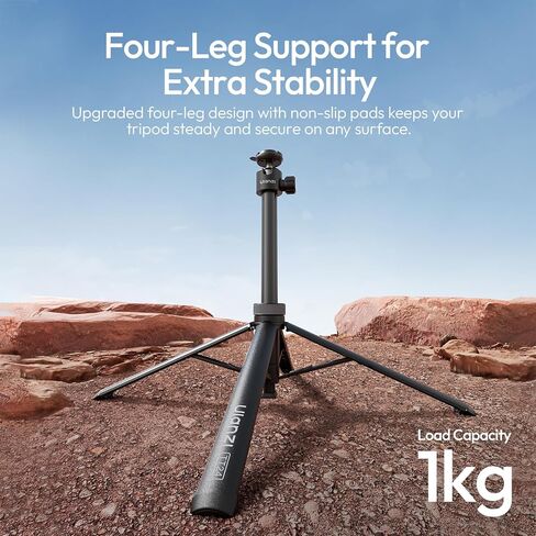 Upgrade 59" Tripod Stand w Auto-Open 4-Leg, ULANZI TT24 Vlogging Extension Pole, CKa Quick-Release Ball Head w 1/4" Screw and Action Adapter for Camera/GoPro/DJI Action Pocket/Insta360/Lights in Saudi Arabia