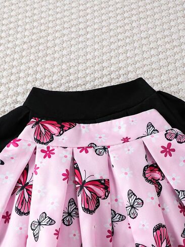 Girls' 4 Piece Summer Mix & Match Outfit – Butterfly Print Tops + Pleated Skirts Set for Toddlers (12M–5Y) in Saudi Arabia
