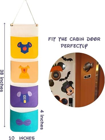 Cruise Fish Extender 4 Pockets Felt Material Princess Dress Theme, Door Organizer for Stateroom Gifts, Birthday, Party, Cruise Cabin Hanging Storage in Kuwait