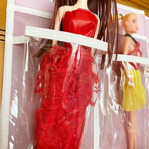 منظم تخزين ألعاب الفتيات المعلق فوق الباب مع 24 جيبًا شفافًا، متوافق مع Lol Omg Dolls Barbie Dolls Surprise Doll clothes منظم إكسسوارات شعر البنات in Kuwait