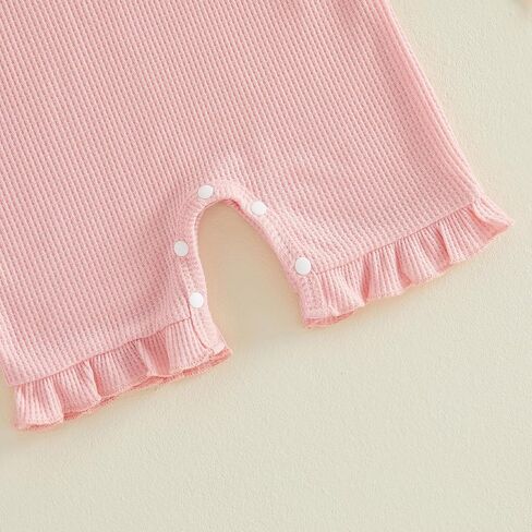 Bagilaanoe Newborn Baby Girl Short Sleeve Romper Jumpsuit 3 6 9 12 Months Little Sister Summer Outfit Waffle Clothes in Saudi Arabia