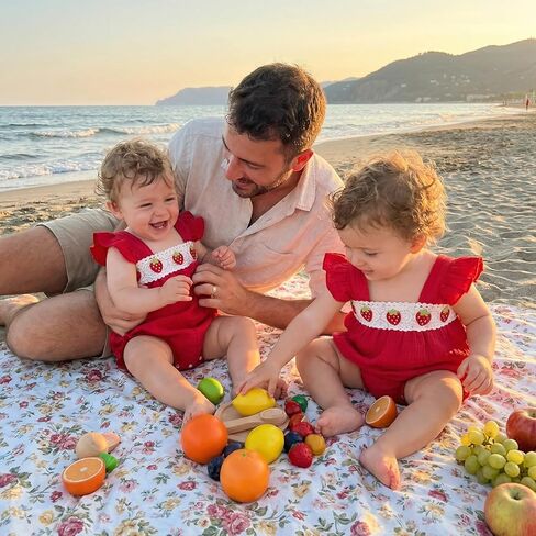 BULINGNA Newborn Infant Baby Girl Summer One Piece Outfit Fly Sleeve Strawberry Onesie Bubble Romper Sunsuit in Saudi Arabia